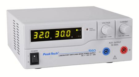 P1560 PeakTech 1560 Series Digital Bench Power Supply, 1 → 32V dc, 0 → 30A, 1-Output, 960W