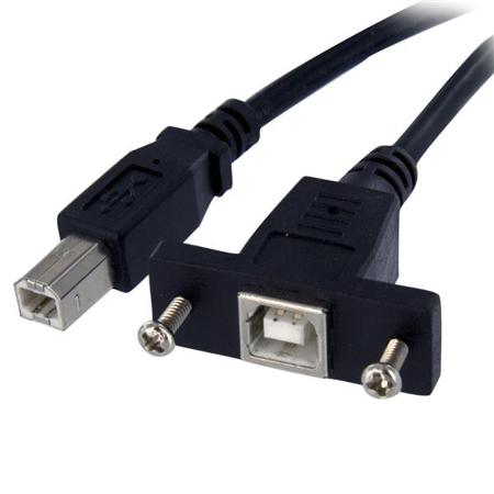 USBPNLBFBM1 StarTech.com USB 2.0, Male USB B to Female USB B, 480Mbps, 300mm