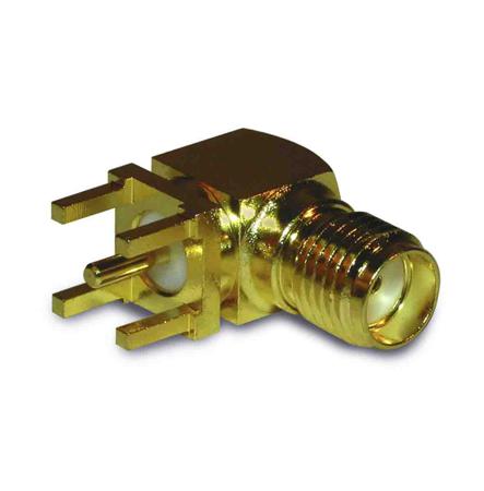 132136 Amphenol RF SMA Series, Jack Through Hole SMA Connector, 50Ω, Solder Termination, Right Angle Body