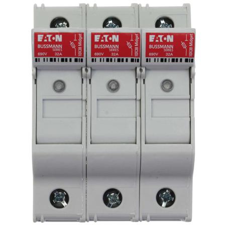 CHM3DIU Eaton 32A Rail Mount Fuse Holder for 10 x 38mm Fuse, 3P, 690V ac