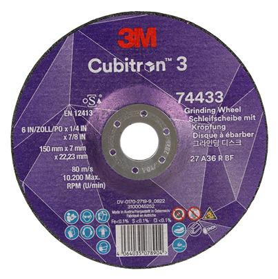 7100303963 3M 74433 Ceramic Grinding Disc, 150mm x 7mm Thick, 36+ Grade, 10 in pack