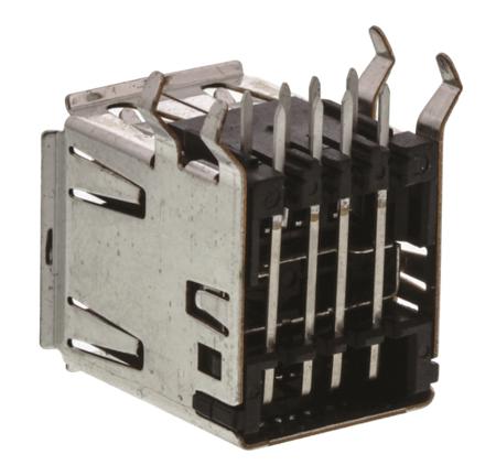 5787617-1 TE Connectivity Dual Port Right Angle Type A USB Connector, Through Hole Socket to Socket