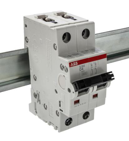 2CDS252001R0041--S202-D4 ABB System M Pro 4A MCB Mini Circuit Breaker2P Curve D, Breaking Capacity 6 kA