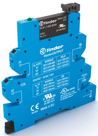 39.50.7.024.9024 Finder Series 39 Series Solid State Interface Relay, 26.4 V Control, 6 A Load, DIN Rail Mount