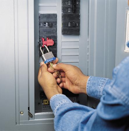 UNIVERSAL-MULTI-POLE-BREAKER-LOCKOUT Brady Red Nylon Multi-Pole Breaker Lockout, 7mm Shackle