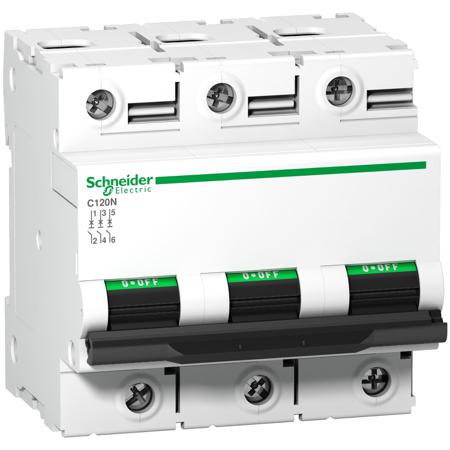 A9N18369 Schneider Electric Acti 9 C120N MCB Mini Circuit Breaker 3P, 125 A, 10 kA, 20 kA, Curve C