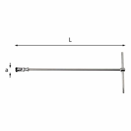 U02760474 Usag 276 CEB 17 mm Hex Socket Wrench with T-Handle Handle, 499 mm Overall