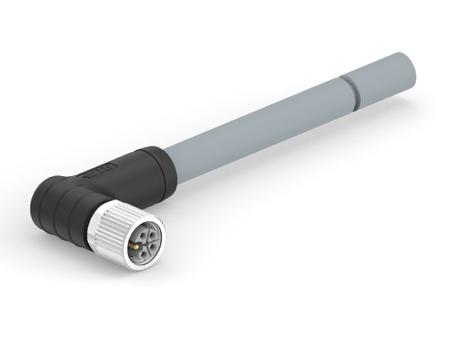 T41614B9L25-005 TE Connectivity M12 L-Code Female M12 to Right Angle Female M12 Sensor Actuator Cable, Nylon, 5m