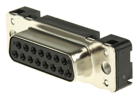 09662117501 HARTING 15 Way Through Hole D-sub Connector Socket, 2.74mm Pitch, with M3 Threaded Inserts