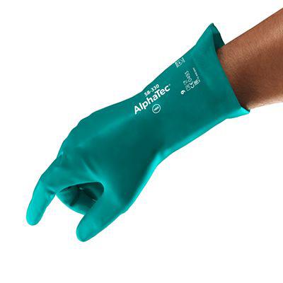 58330VP090 Ansell AlphaTec 58-330 Green Aquadri Chemical Resistant Work Gloves, Size 9, Nitrile Coating