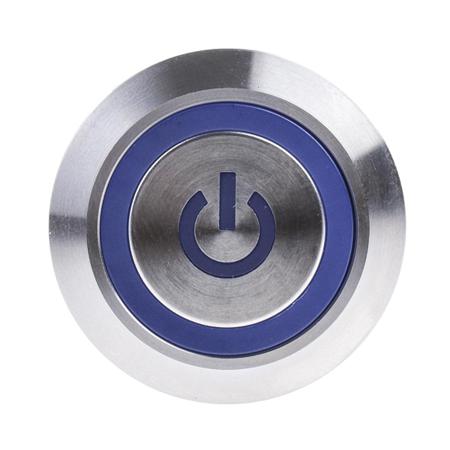 175-8375 Single Pole Double Throw (SPDT) Lock Push Button Switch, IP67, 25.2 Dia.mm, Panel Mount Blue LED, Power Symbol