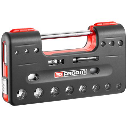 JL-DBOX112PB Facom 18-Piece Imperial 3/8 in Standard Socket Set with Ratchet, 12 point