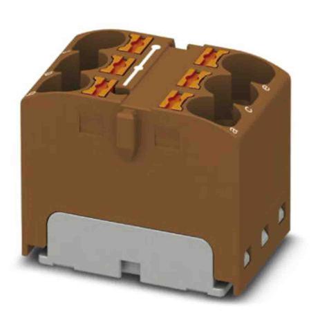 3273800 Phoenix Contact Distribution Block, 6 Way, 0.2 → 6mm², 32A, 630 V, Brown