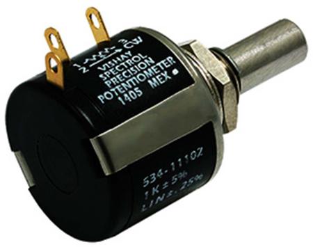 534B1102JC8872 Vishay 534 Series Wirewound Potentiometer with a 6 mm Dia. Shaft 10-Turn, 1kΩ, ±5%, 2W, ±20ppm/°C, Panel Mount