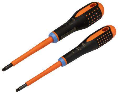 BE-9890S Bahco Screwdriver Set, 2 Piece - Insulated Pozidriv, Slotted