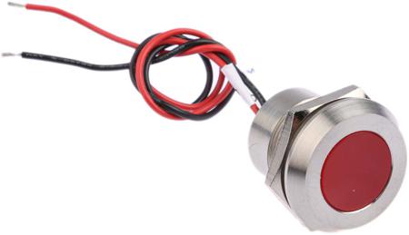 123-2424 RS Pro Red Indicator, 24 V dc, 18 mm Lamp Size, 22mm Mounting Hole Size, IP67