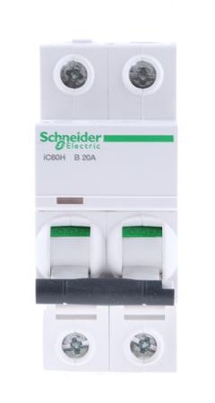 A9F53220 Acti 9 iC60H MCB Mini Circuit Breaker 2P, 20 A, 10 KA, Curve B