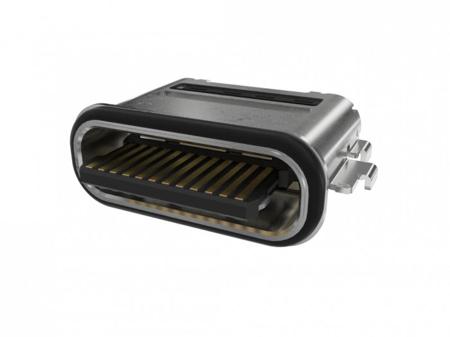 12402136E512A Amphenol Communications Solutions Right Angle, Mid Mount, Receptacle Type Type C USB4 USB C Connector