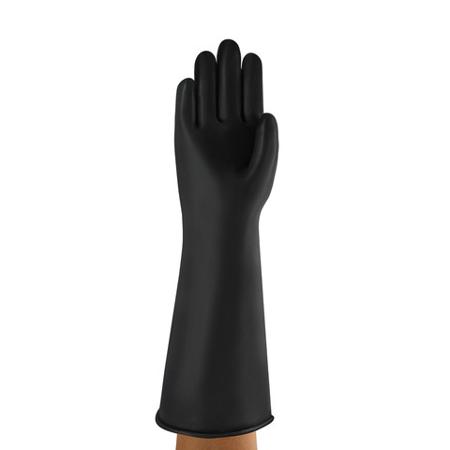 87104105 Ansell Black Natural Rubber Chemical Resistant Work Gloves, Size 10.5, Natural Rubber Coating