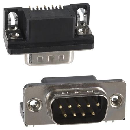 182-025-113R531 Norcomp 182 25 Way Right Angle Through Hole D-sub Connector Plug, 2.77mm Pitch, with 4-40 Flush Insert/Board Lock