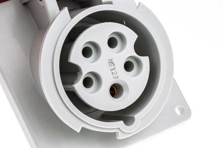 1473 Mennekes IP44 Red Panel Mount 5P 20 ° Industrial Power Socket, Rated At 16A, 400 V