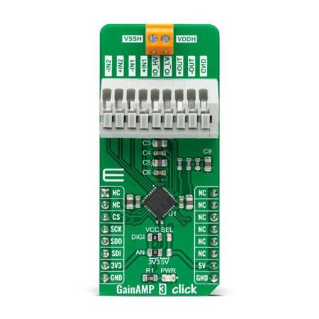 MIKROE-4800 MikroElektronika , GainAMP 3 Click Programmable Gain Amplifier Add On Board for mikroBUS socket for ADA4254