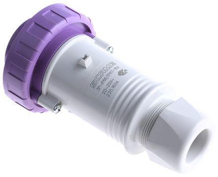 668-5385 RS Pro IP67 Purple Cable Mount 3P Industrial Power Plug, Rated At 16A, 20 → 25 V