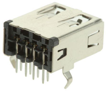 614108247221 Wurth Elektronik WR-COM Series, , 61410 Series Number Right Angle SMT, Version 2.0 Type A USB Connector Plug
