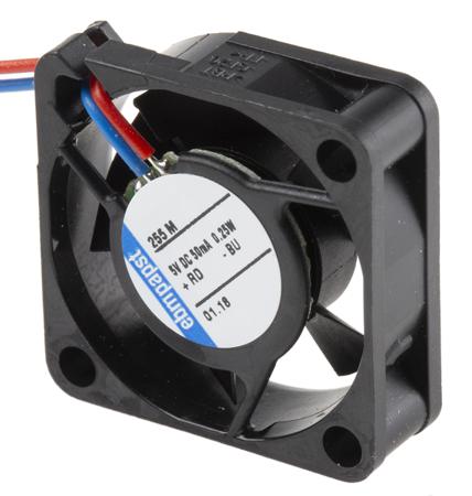 255M ebm-papst 250 Series Axial Fan, 5 V dc, DC Operation, 2.3m³/h, 200mW, 25 x 25 x 8mm