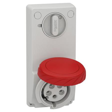 82097 Schneider Electric,  IP67 Grey Panel Mount 3P + N + E Industrial Power Socket, Rated At 32A, 415 V,With Phase