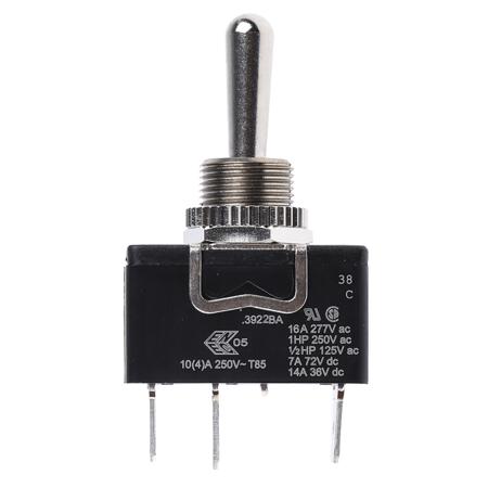 C3922BAAAA Arcolectric (Bulgin) Ltd Toggle Switch, Panel Mount, (On)-Off-(On), SPDT, Tab Terminal