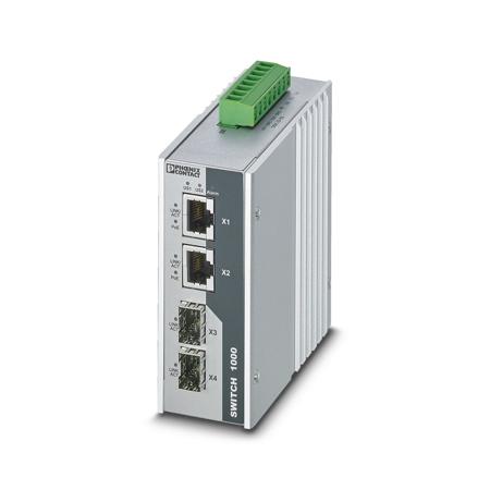 1026765 Phoenix Contact FL SWITCH 1000T-2POE-GT-2SFP Series DIN Rail Mount Industrial Ethernet Switch, 2 RJ45 Ports,