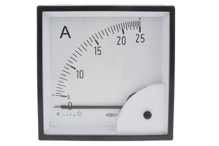 D96MIS25A/1-001 HOBUT D96SD Analogue Panel Ammeter 0/25A Direct Connected AC, 92mm x 92mm Moving Iron