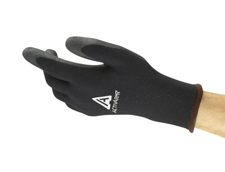 97631070 Ansell ActivArmr 97-631 Black Acrylic, Nylon (Liner) Cold Resistant Work Gloves, Size 7, PVC Coating