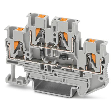 3211445 Phoenix Contact  PTTB 2.5-2DIO/U-OL/U-OR Series Grey, 0.14 → 4mm², Push In Termination