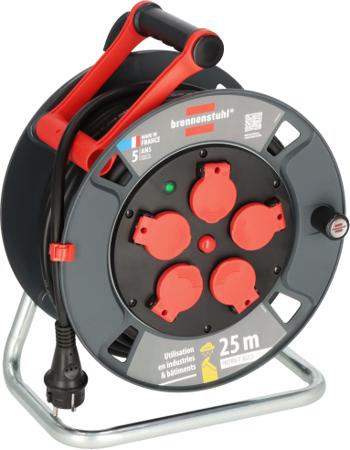 9232201100 brennenstuhl 25m 5 Socket Type E - French Cable Reel Open Reel, 230 V, IP44