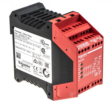 XPSAK311144 Schneider Electric XPS AK Configurable 24 V ac/dc Safety Relay Dual Channel with 3 Safety Contacts