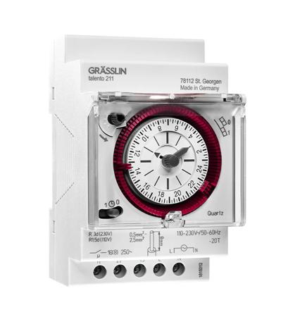 02-28-1001-1 Grasslin Analogue DIN Rail Time Switch 110 → 230 V ac, 1-Channel