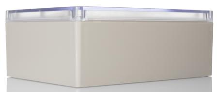 RP1465C Hammond RP Series Light Grey ABS General Purpose Enclosure, IP65, Clear Lid, 220 x 165 x 85mm
