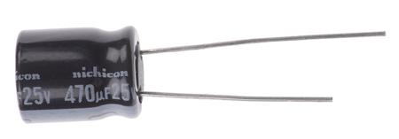 UVR1E471MPD Nichicon 470μF Aluminium Electrolytic Capacitor 25V dc, Radial, Through Hole -
