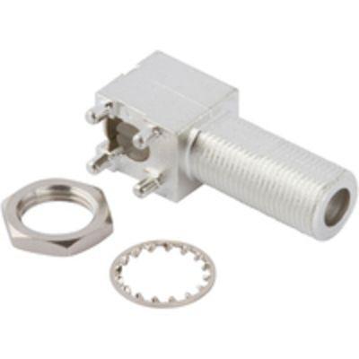 531-40047-3 Amphenol RF  Series, Jack PCB Mount F Connector, 75Ω, Through Hole Termination, Right Angle Body