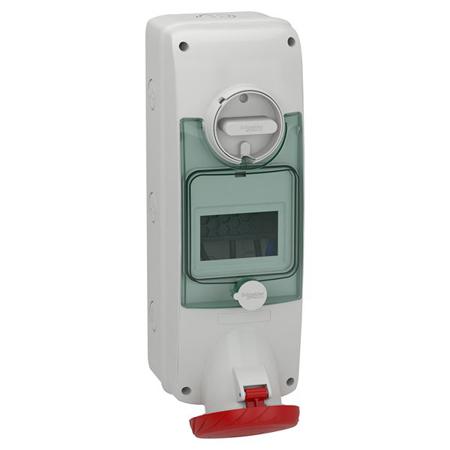 PKB63Q535 Schneider Electric, PKB63 IP65 Grey Wall Mount 3P + N + E Industrial Power Socket, Rated At 63A, 415 V