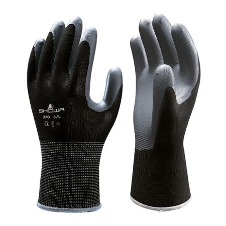 SHOB3702 Showa 370 Black Black, Grey Nylon Abrasion Resistant, Anti-Slip, General Purpose, Good Dexterity, Tear Resistant Work