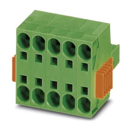 1765418 Phoenix Contact, 7.62mm Pitch, TSPC 5/ 2-STCL-7.62, 2 Way, Pluggable Terminal Block, Plug, Spring Cage Termination,