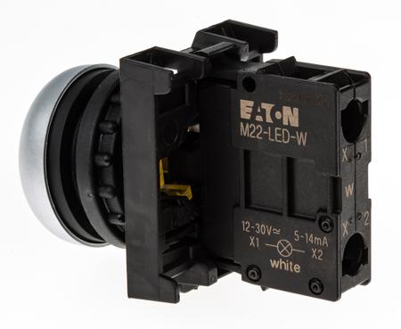 78639209-M22-DL-Y-M22-A-M22-LED-W Eaton Round Illuminated Yellow Push Button Head - Momentary, M22 Series, 22mm Cutout, Round