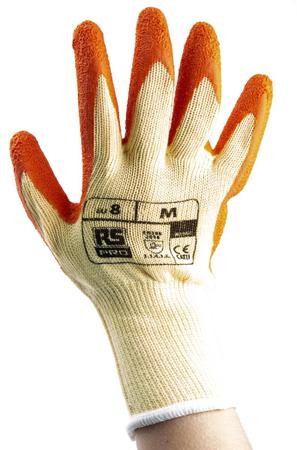 184-6003 RS PRO Polycotton Latex-Coated Reusable Gloves, Size 8, Orange, Abrasion Resistant, Anti-Slip, General Purpose, Good
