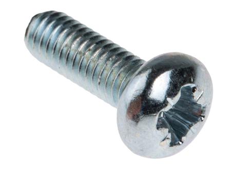 560-697 Pozidriv Pan Head Machine Screw Steel Bright Zinc Plated, M4 x 12mm