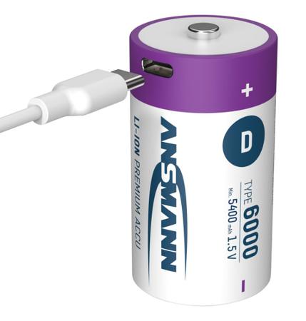 1314-0005-520 Ansmann Li-Ion Ansmann Lithium-Ion Rechargeable D Batteries, 6Ah