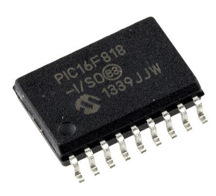 PIC16F818-I-SO Microchip PIC16F818-I/SO, 8bit PIC Microcontroller, 20MHz, 1.792 kB, 128 B Flash, 18-Pin SOIC