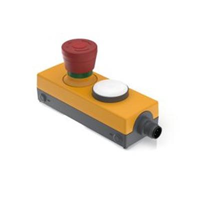1.22.111.677/0200 RAFI E-BOX M12 Series Latching Emergency Stop Push Button, Screw Mount, 40mm Cutout, SPST, IP65